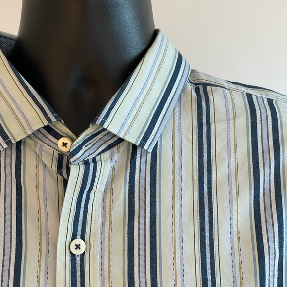 Tommy Bahama Island Modern Fit Aqua Button Down Shirt L/S Stripe Mens Large XL - Picture 4 of 7
